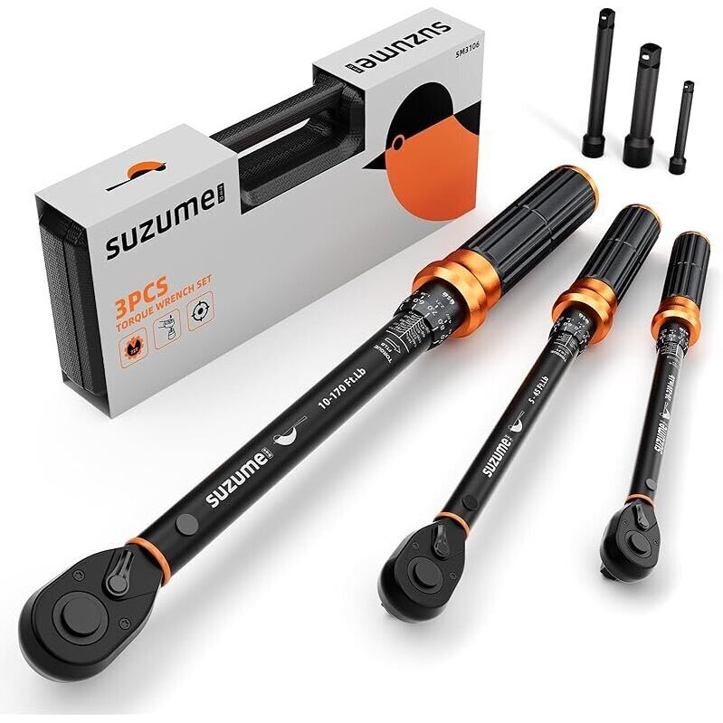 3PCS Torque Wrench Set with 72 Teeth - Durable and Precision Tool