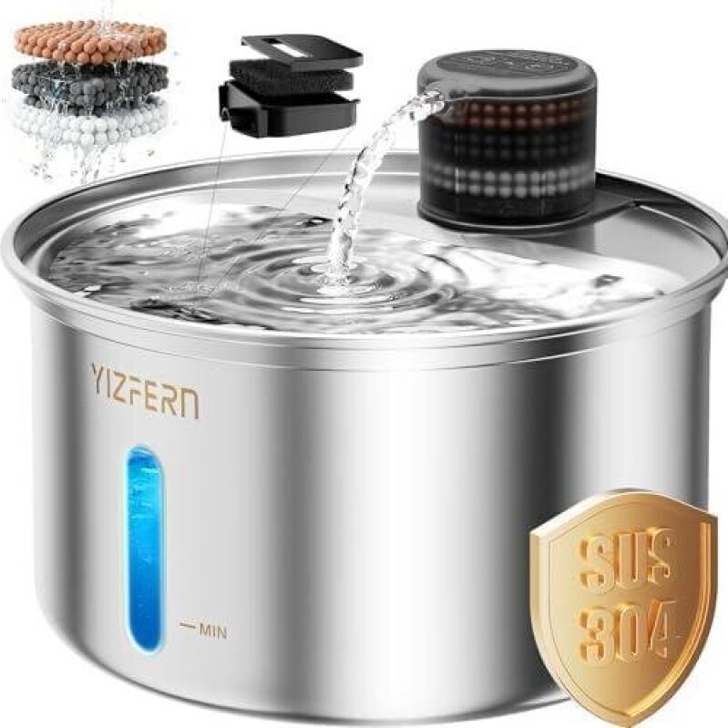 Stainless Steel Pet Water Fountain with Dual Filters - 53% OFF