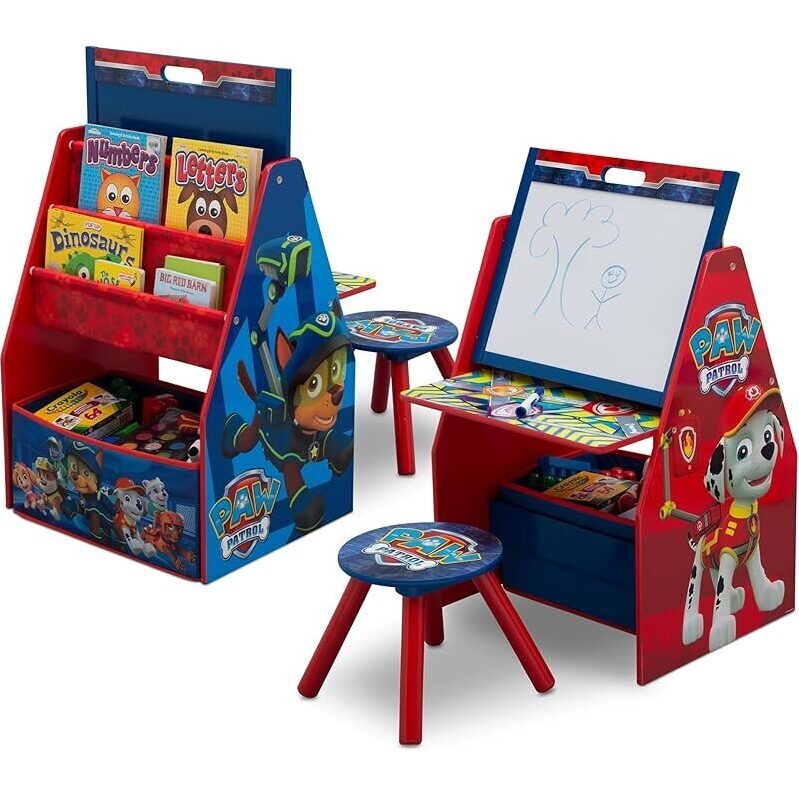 Delta Children Deluxe Kids Art Table with Toy Storage & Easel