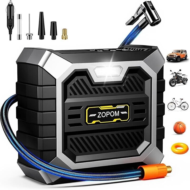 ZOPOM Portable Air Compressor - Perfect for Car, Bike, and Sports Equipment