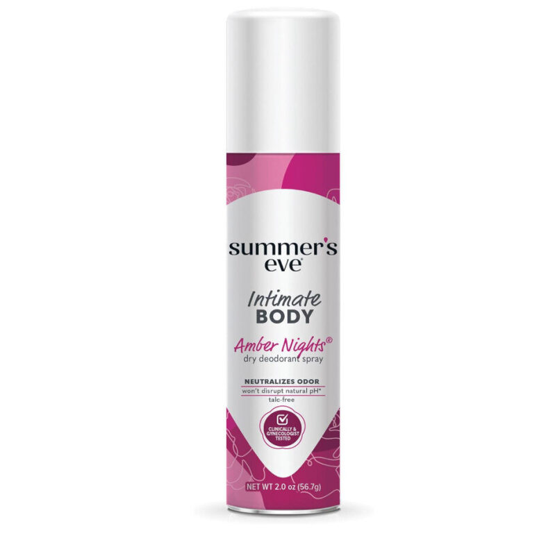 Summer's Eve Intimate Body Dry Deodorant Spray - Amber Nights, 2oz