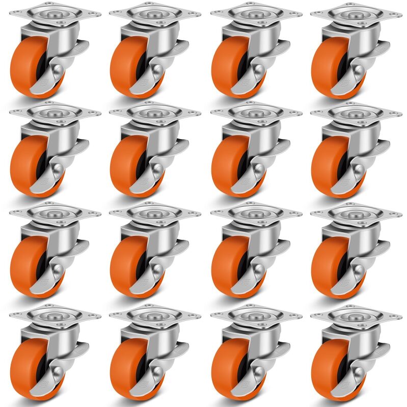 16-Pack 2-Inch Heavy Duty Caster Wheels with Brake