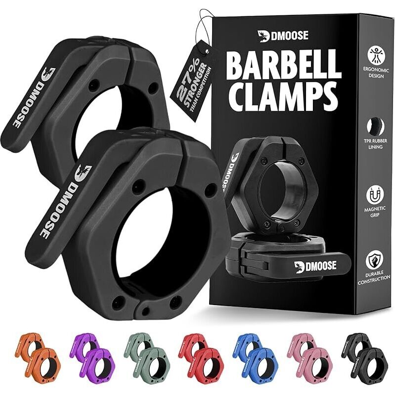 DMoose Fitness Barbell Clips 2-Inch (Pair) - Secure Weight Training