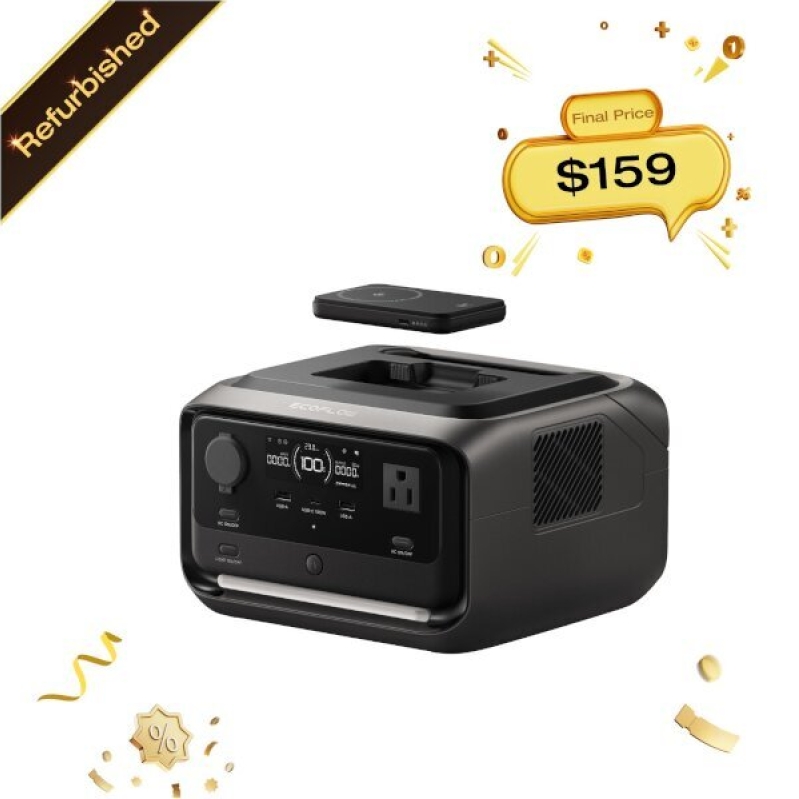 Refurbished EcoFlow River 3 Plus 286Wh Wireless Boost Combo & 5000mAh Power Bank for $159