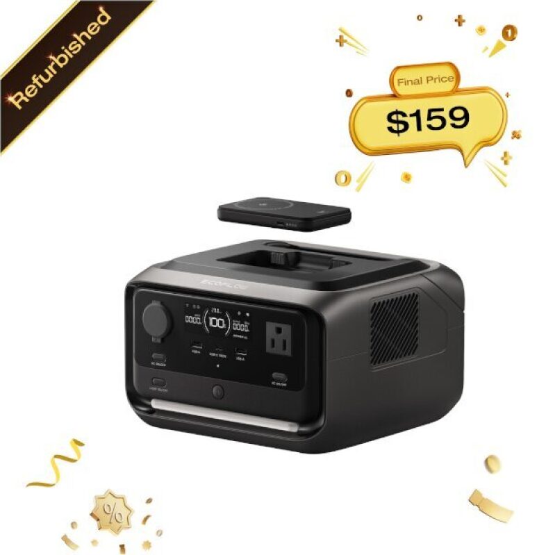 Refurbished EcoFlow River 3 Plus 286Wh Wireless Boost Combo & 5000mAh Power Bank for $159