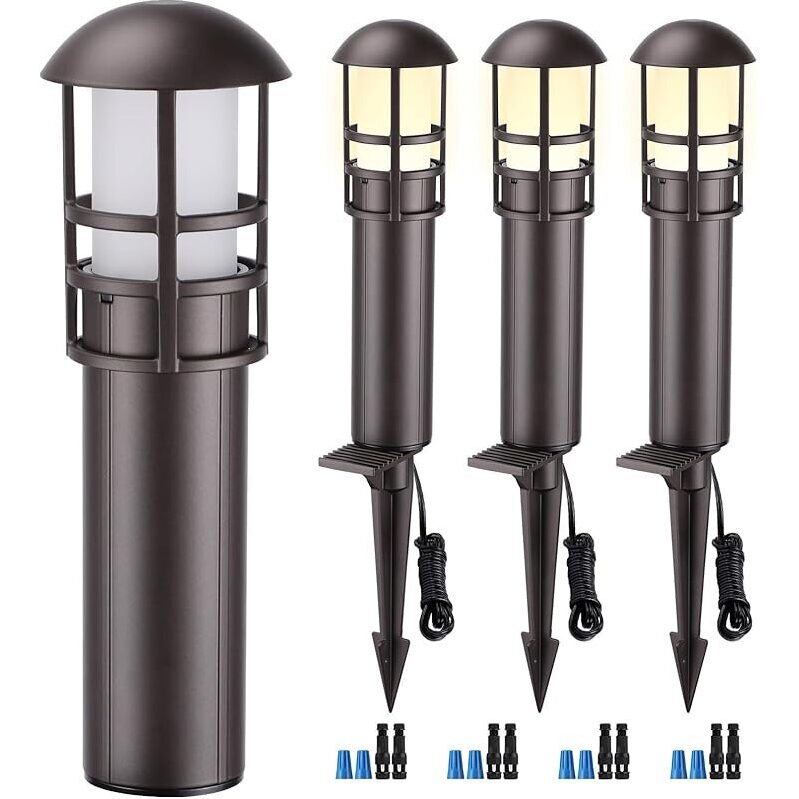 4-Pack Leonlite LED Low Voltage Landscape Pathway Lights - Enhance Your Outdoor Ambiance