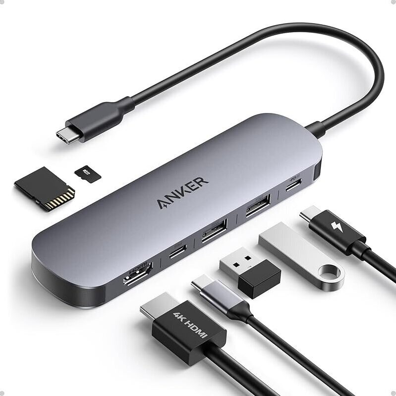 Anker 7-in-1 USB-C Hub with HDMI Port and SD Card Slots - Multi-Port Adapter
