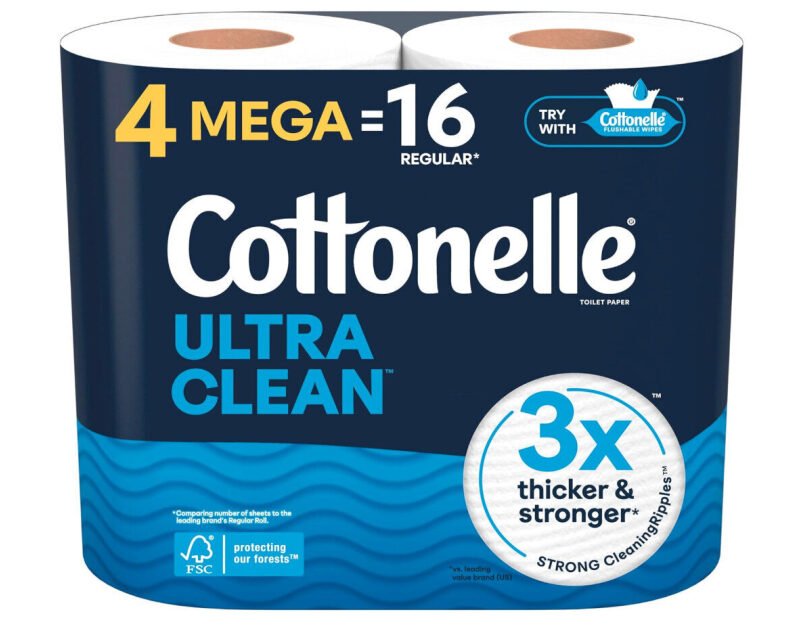 Cottonelle Ultra Clean Thicker Toilet Paper - 8 Large Rolls
