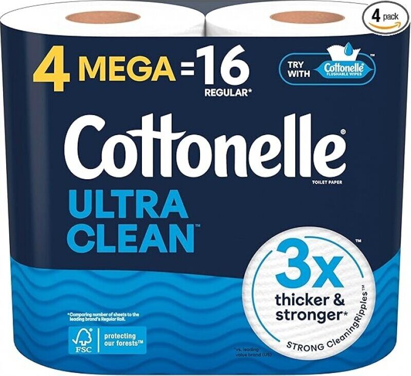Cottonelle Ultra Clean Toilet Paper - 4 Mega Rolls, 16 Regular Rolls