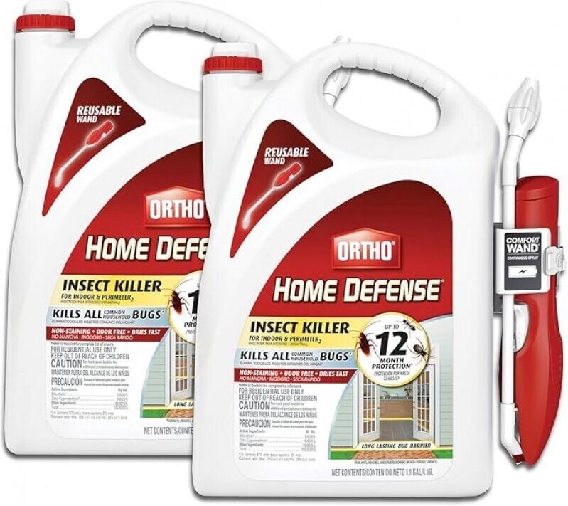Ortho Home Defense Insect Killer for Indoor and Perimeter2 with Comfort Wand - Ready-To-Use Bug Spray, Kills Ants, Cockroaches & Spiders, 1.1 gal. (2-pack)