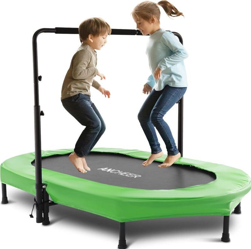 Affordable Foldable Kids' Home Trampoline with Safety Handrails
