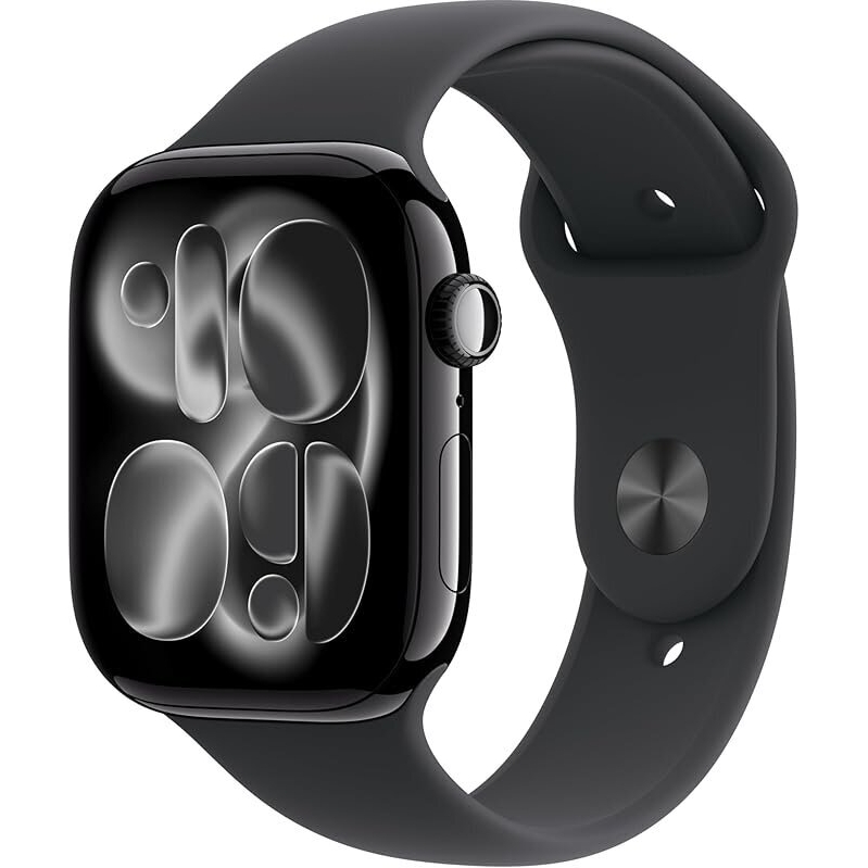 Apple Watch Series 11 GPS + Cellular 46mm Smartwatch with Jet Black Aluminum Case and Black Sport Band