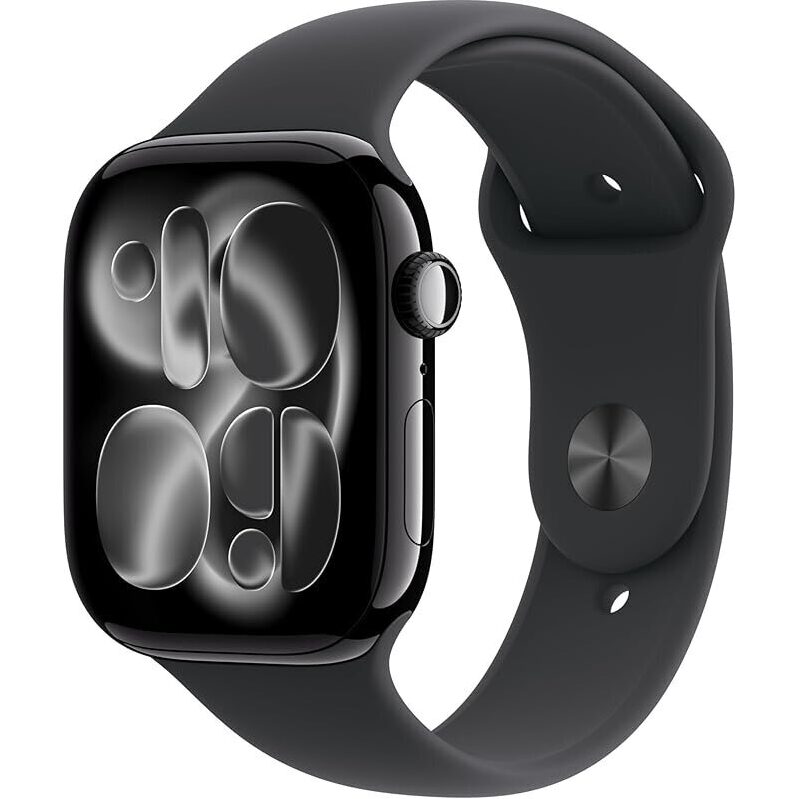 Apple Watch Series 11 GPS + Cellular 46mm Smartwatch with Jet Black Aluminum Case and Black Sport Band