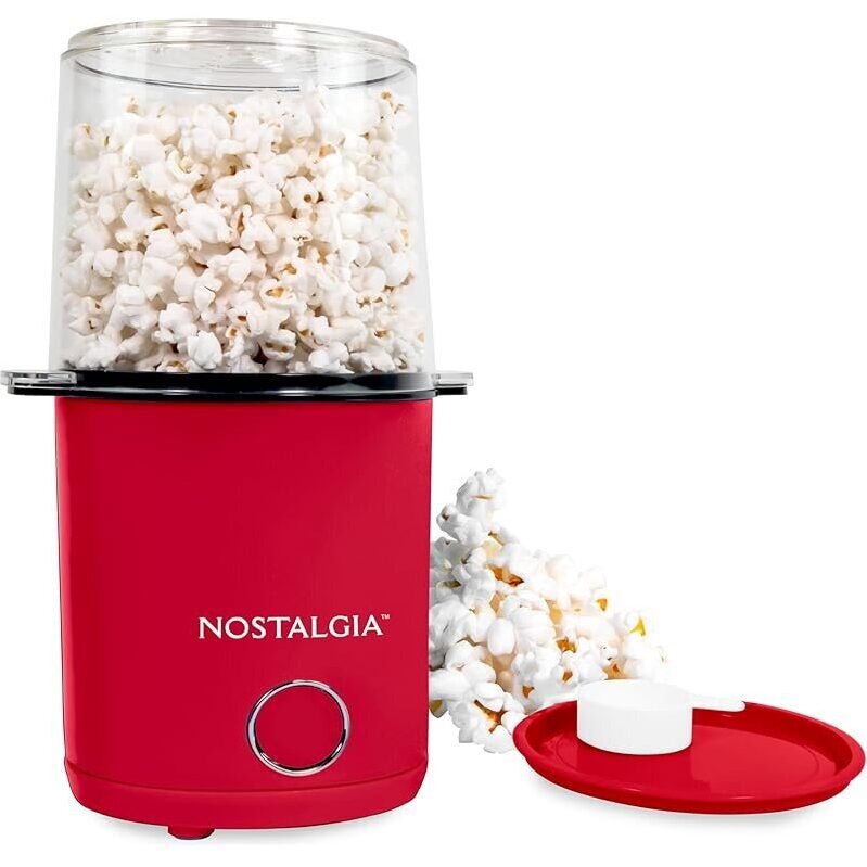 Nostalgia 8-Cup Hot Air Popcorn Maker & Bowl - Perfect for Movie Night