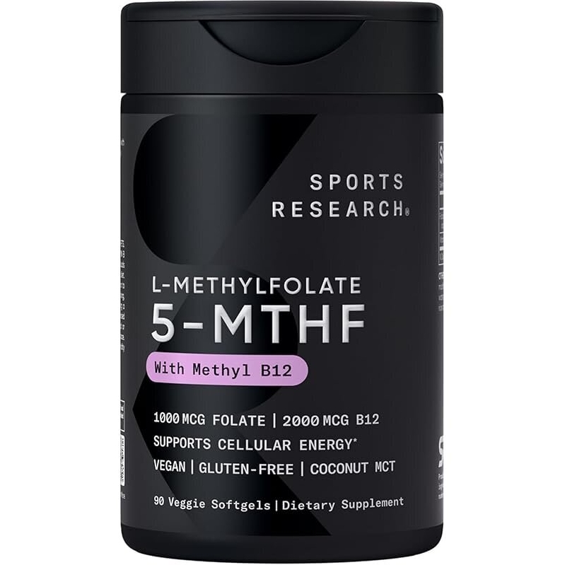 Premium Methyl Folate & B12 Supplement by Sports Research