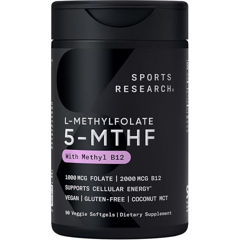 Premium Methyl Folate & B12 Supplement by Sports Research