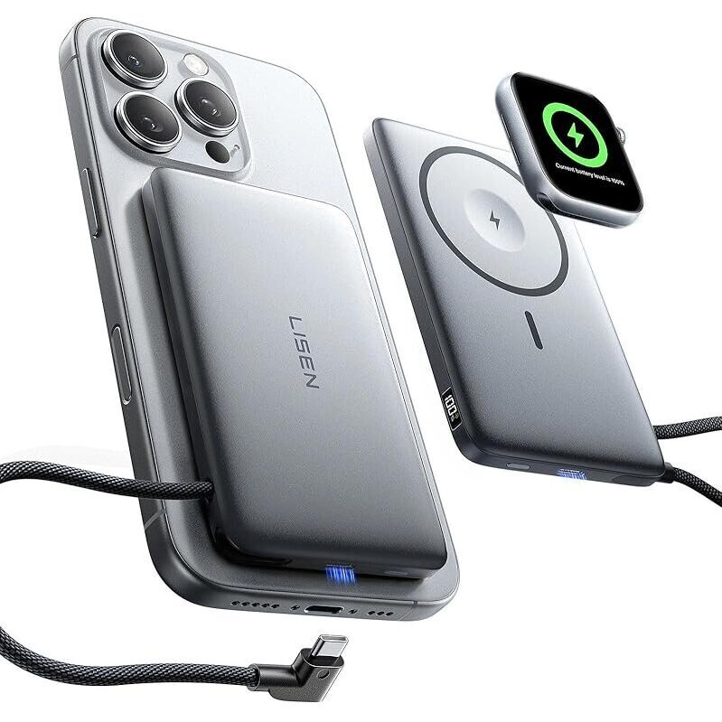 LISEN 0.5-in Ultra Slim 10000mAh MagSafe Power Bank - Ultimate Charging Solution