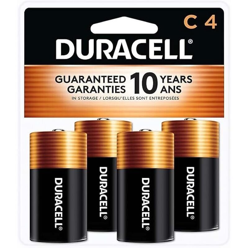 4-Pack Duracell Coppertop C Batteries: Reliable Power for Everyday Use