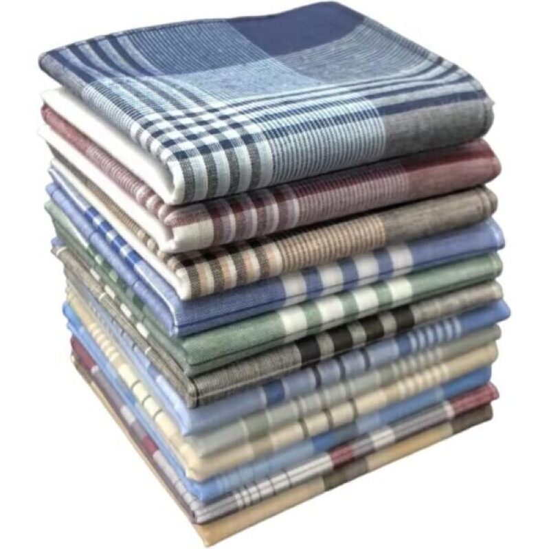 Premium Men's Handkerchiefs - 100% Cotton Check - 44% Off