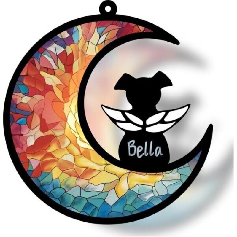 Personalized Dog Memorial Suncatcher - Rainbow Bridge Gift for Pet Lovers