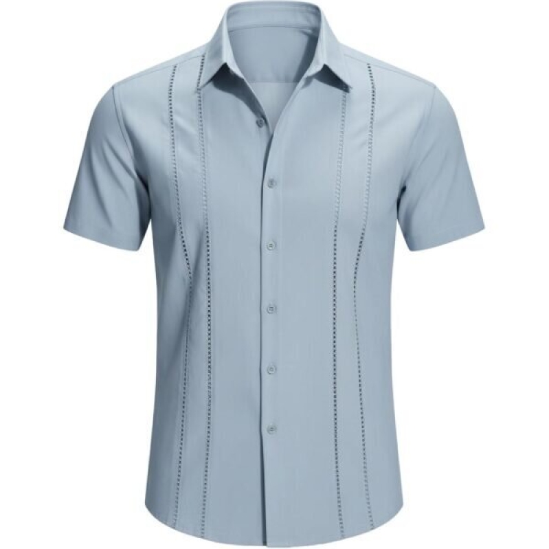 Hrbtens Men's Guayabera Shirt - Cuban Style Linen Shirt, Casual Summer Button Down Outfits for Men