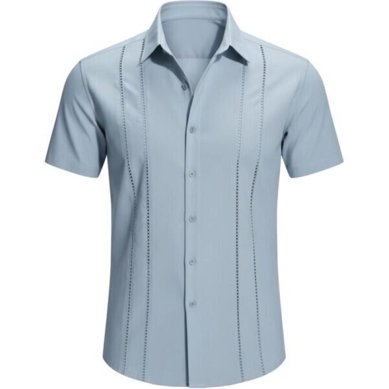 Hrbtens Men's Guayabera Shirt - Cuban Style Linen Shirt, Casual Summer Button Down Outfits for Men