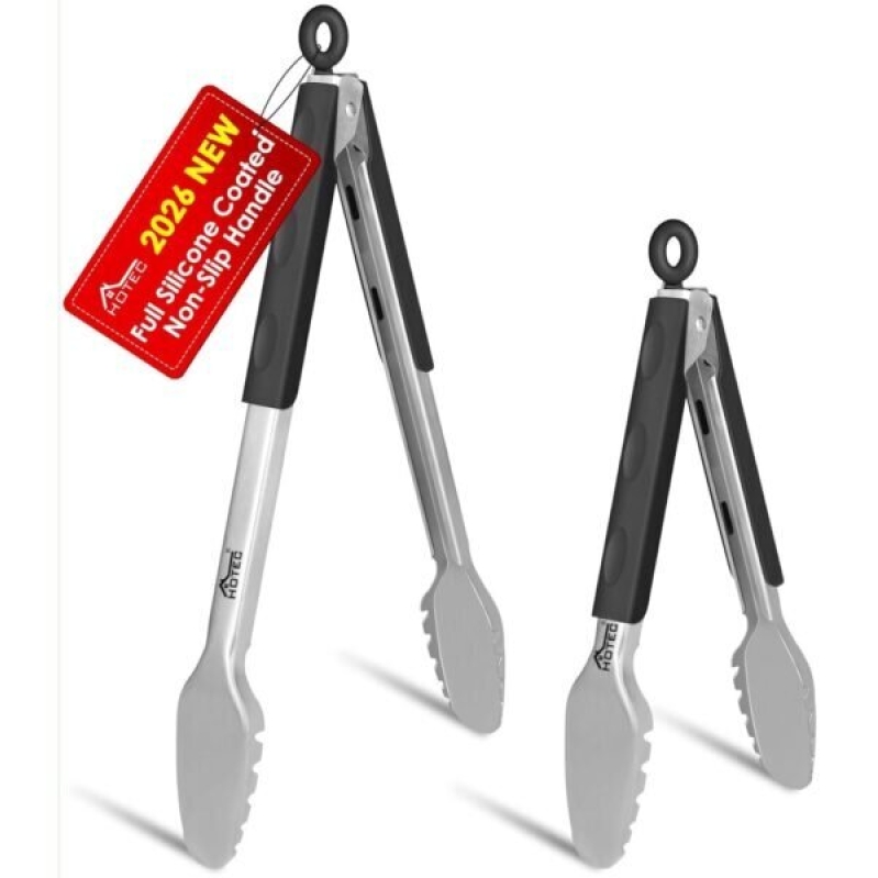 HoTec Stainless Steel Kitchen Tongs - Perfect for Cooking and BBQ