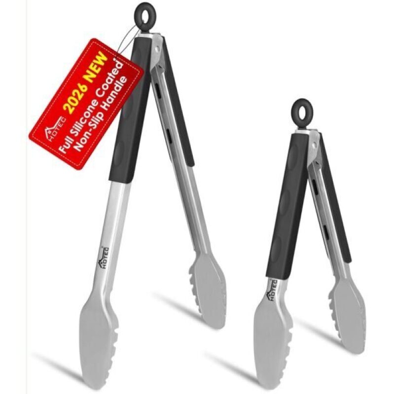 HoTec Stainless Steel Kitchen Tongs - Perfect for Cooking and BBQ