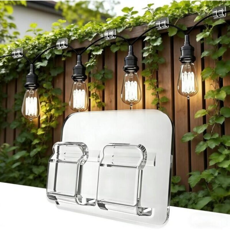 40 Pack Large Outdoor String Light Hooks – Reusable & Waterproof Adhesive Clips for Patio & Garden