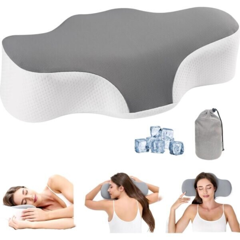 Bespilow Travel Cervical Pillow for Sleeping - Ergonomic Neck Support with Cooling Cover