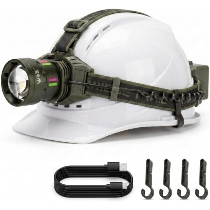 Wilde Trail Professional Headlamp - 6000mAh Ultra-Long Runtime, 180° Tilt, 4 Clips, Emergency Phone Charger