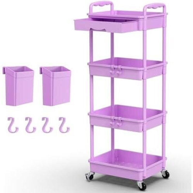 Five-Layer Lockable Rolling Storage Cart with Drawers - 50% Discount