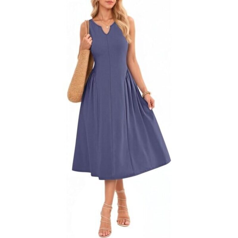 MISFAY Women's Summer A-line Dress 2026 Purple Grey Sleeveless Beach Dress