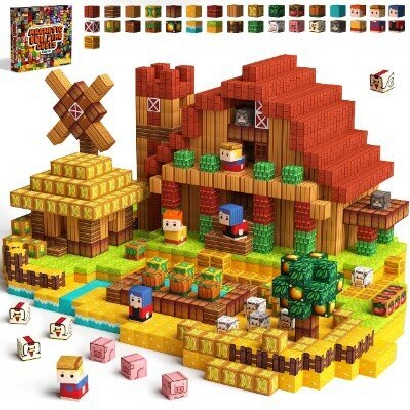 100-Piece Farm Theme Magnetic Building Tiles Set
