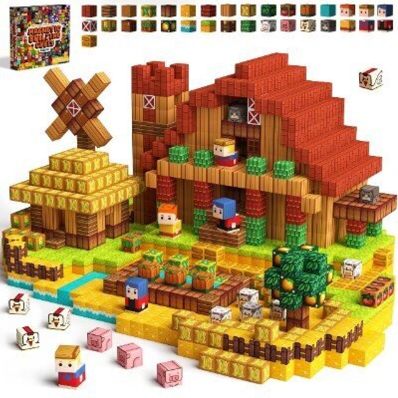100-Piece Farm Theme Magnetic Building Tiles Set
