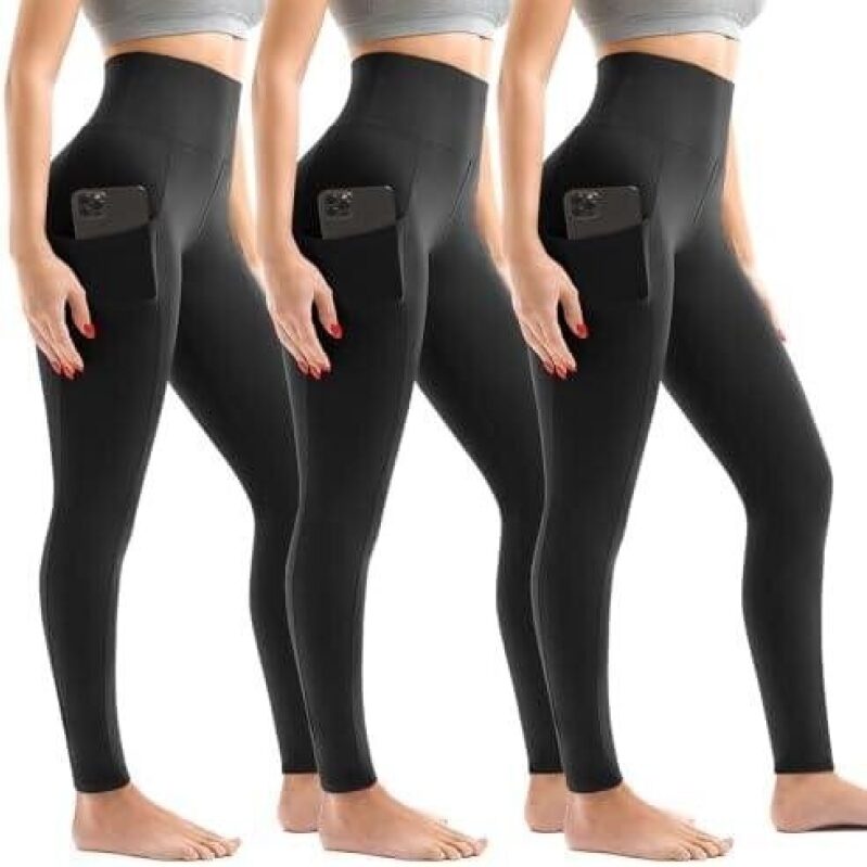 Women's High-Waisted Leggings with Pockets - 3 Pack 30% OFF
