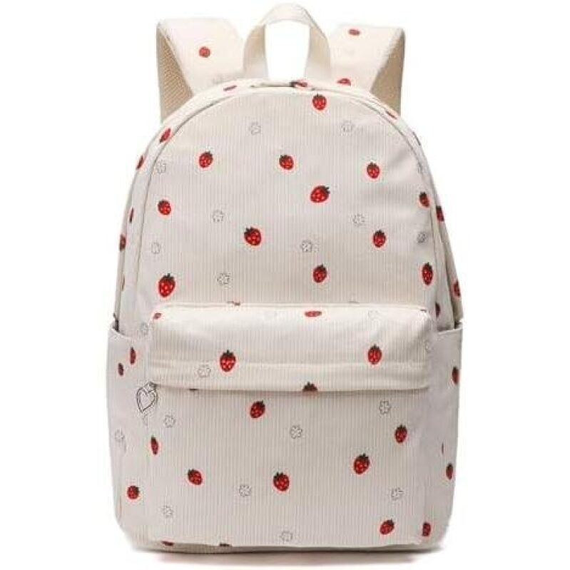 Strawberry Print Backpack - Ideal for Daily Use