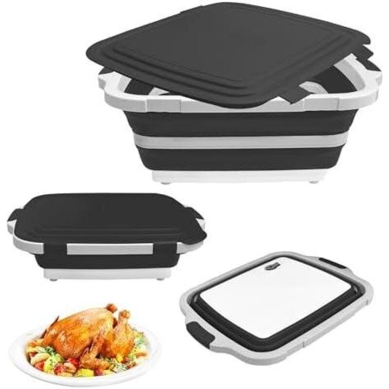 Collapsible BBQ Prep Tub with Cutting Board & Lid - 47% OFF
