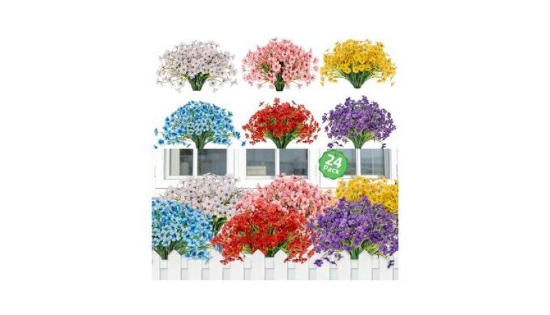 Vibrant 24 Bundle Artificial Flowers for Outdoor and Indoor Decor
