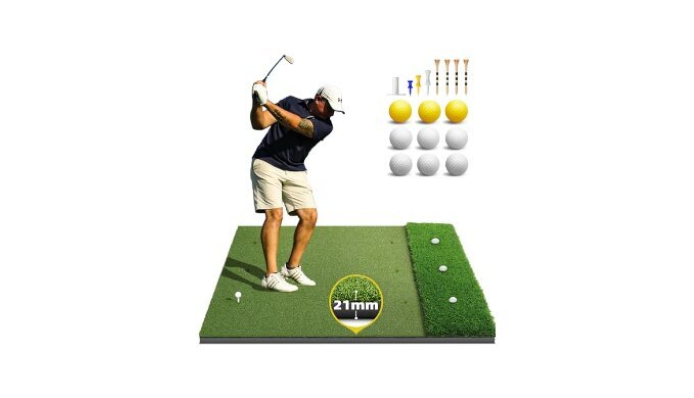 Bltend Dual-Turf Golf Mat: 5x4ft 21MM Heavy-Duty Golf Hitting Mat