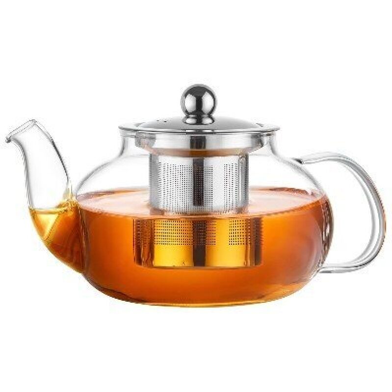 Sleek Glass Teapot with Built-In Strainer - 600ml