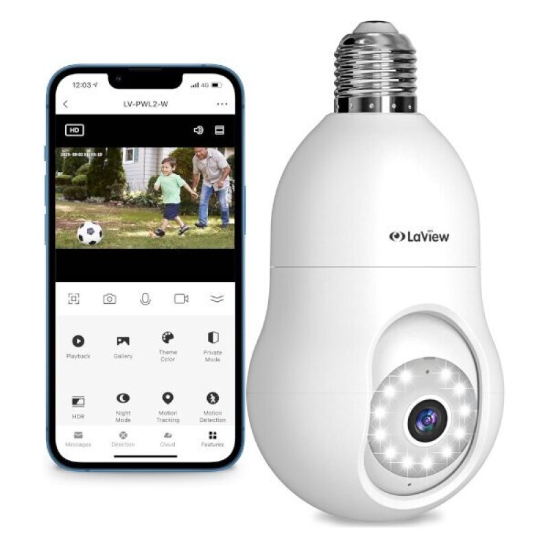 LaView 4MP Bulb Security Camera with Alarm - Affordable and Smart Home Security