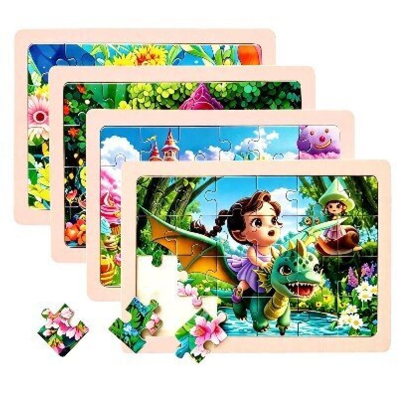 Nexority Wooden Puzzle Set for Kids - 4 Pieces