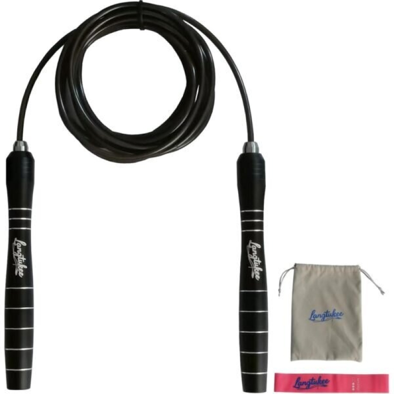 Langtukee Speed Jump Rope – Professional Aluminum Alloy Skipping Rope with 360° Bearings – Adjustable 4mm Steel Cable for Double Unders, Boxing, MMA, HIIT & Cardio Training – Anti-Slip Grip