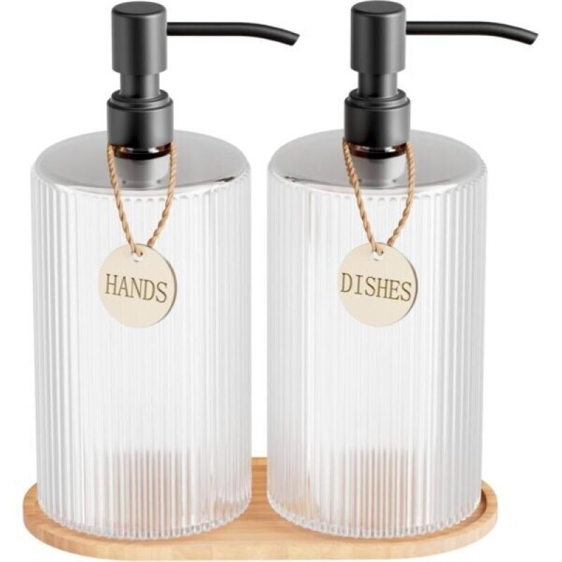 Elevate Your Bathroom with 18oz Glass Soap Dispenser Set -50% Off