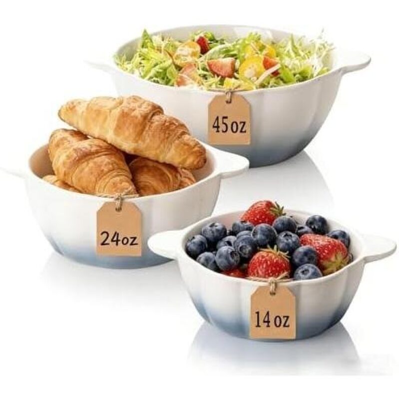 Multi-Size Ceramic Bowls with Handles - 45% Discount