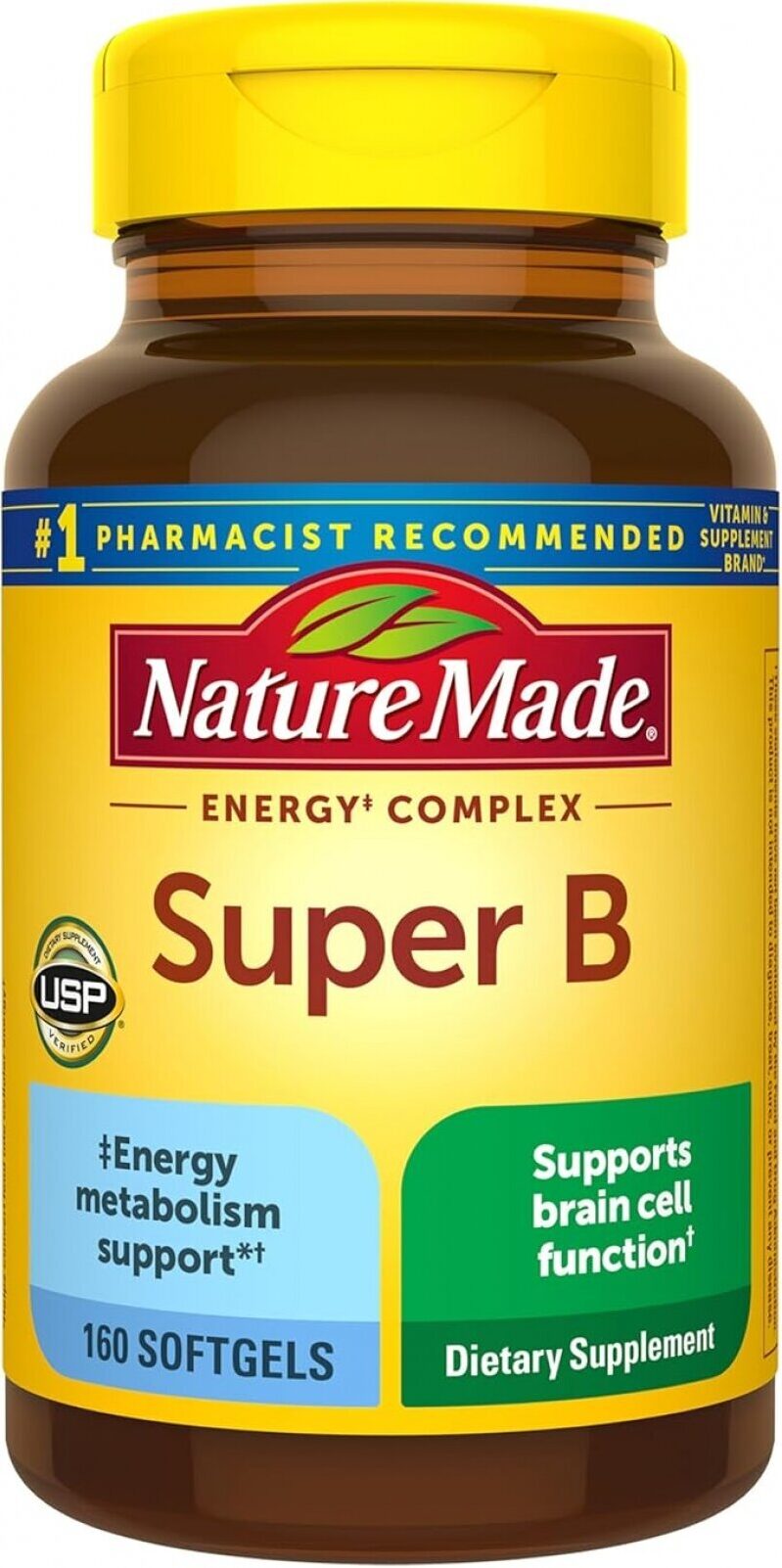 Nature Made Super B Complex Vitamins for Energy and Metabolism Support - 160 Softgels