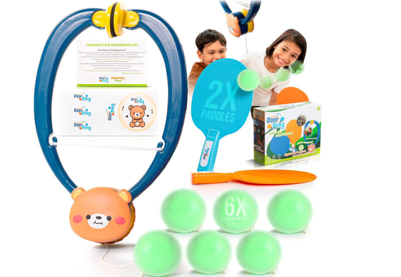 Zippoadoo Door Pong: Glow-in-the-Dark Table Tennis Training Set for Kids
