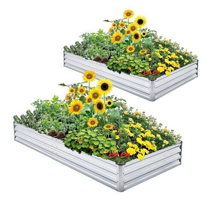 Affordable Mofesun Galvanized Metal Raised Garden Beds - 2 Pack