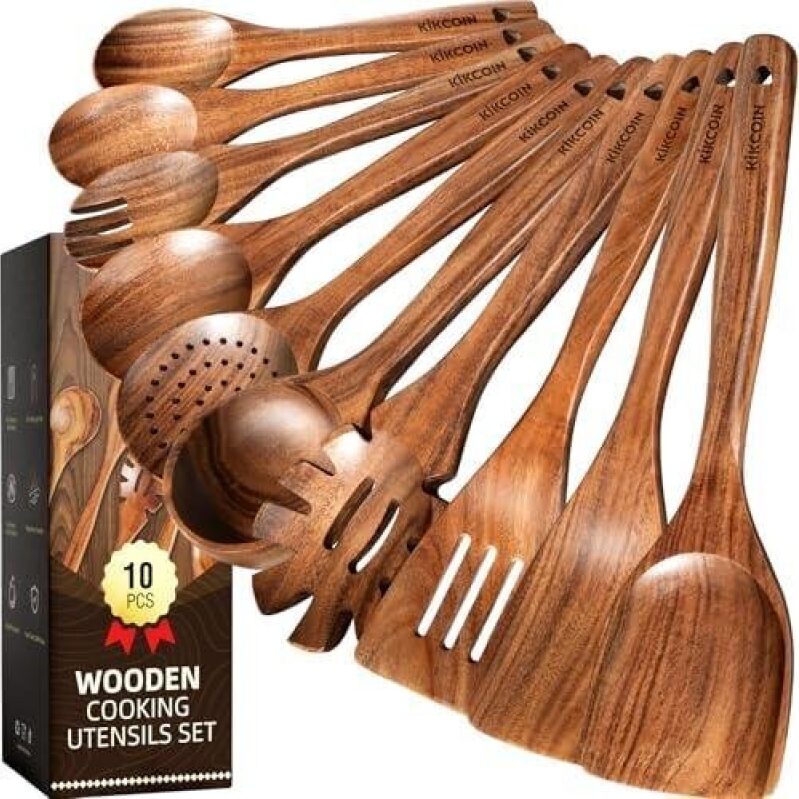 Affordable 10-Piece Wooden Utensil Set on Sale